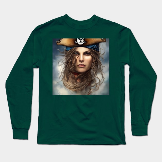 Female Pirate Long Sleeve T-Shirt by Tuff Tees